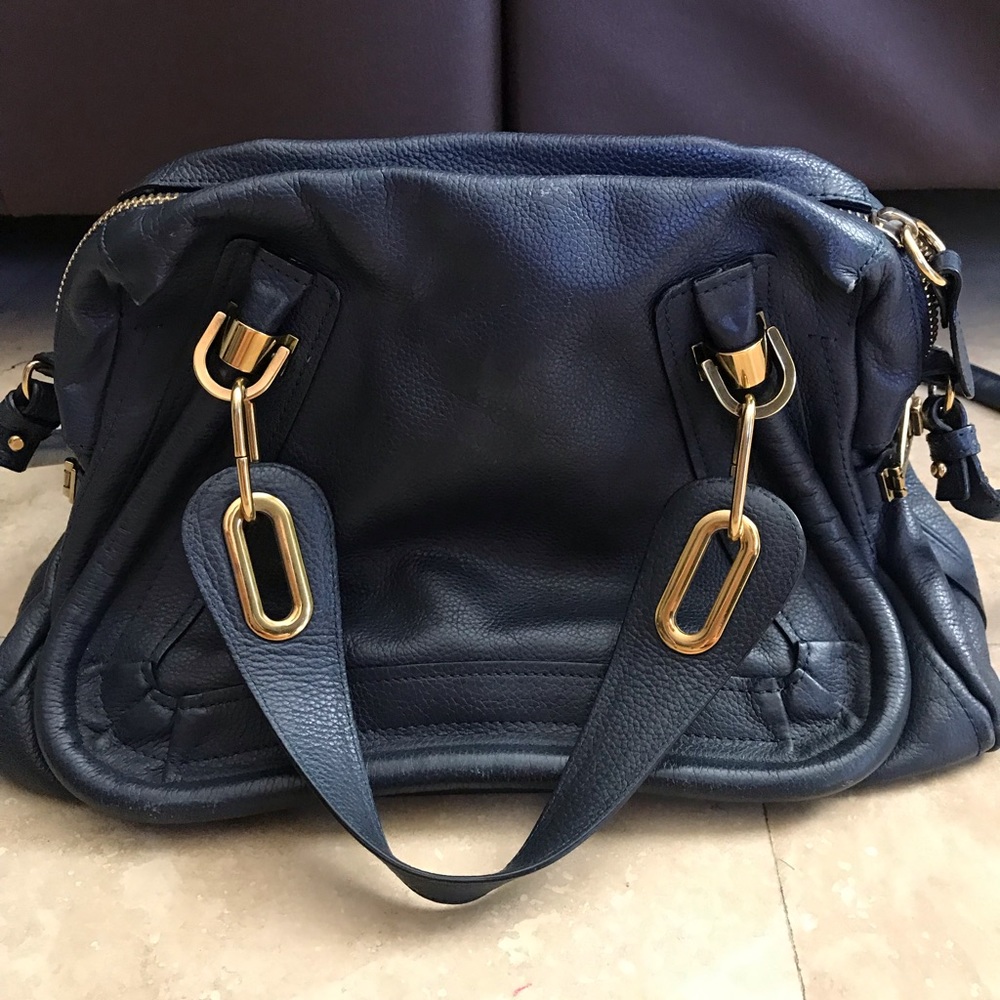 Chloé Medium Paraty Navy Satchel